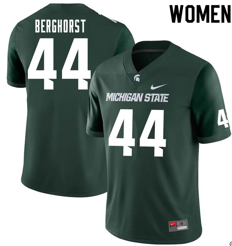 Women #44 Adam Berghorst Michigan State Spartans College Football Jerseys Sale-Green